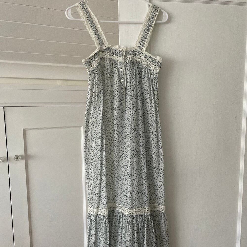 Doen Seville Nightgown Midi Dress in Blue Floral Print | Size XS